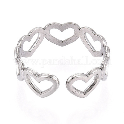 Кольцо-манжета с открытым сердцем из нержавеющей стали 304 RJEW-S405-194P-1