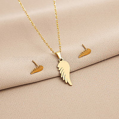 Комплекты из ожерелий и серег-гвоздиков из нержавеющей стали 304 WG82A44-41-1