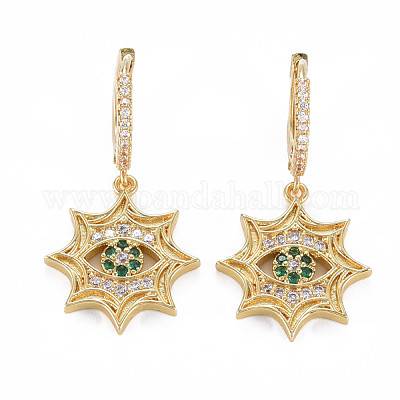 Серьги-кольца из латунного микро-паве с прозрачным кубическим цирконием EJEW-S208-139-NF-1