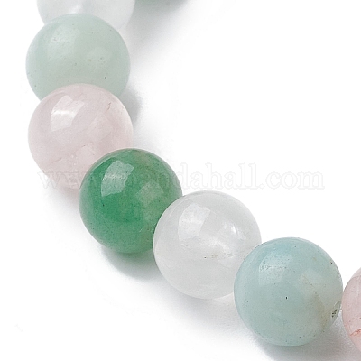 Круглые эластичные браслеты из натурального розового кварца BJEW-JB10625-02-1