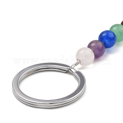 Брелок из натурального розового кварца с перьями G-Z033-12P-03-1