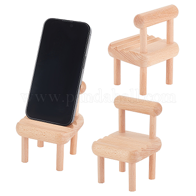 Wooden Mini Chair Shape Cell Phone Stand, Small Chair Mobile Phone Holder
