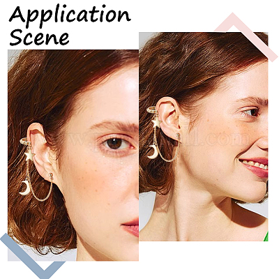 3 пара латунных ушных манжет KK-BBC0009-75-1