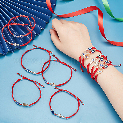 2 комплект браслетов из плетеных бусин от сглаза из смолы BJEW-PH0004-19-1
