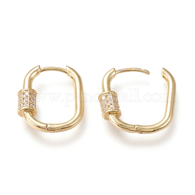 Серьги-кольца Huggie из латуни с прозрачным фианитом и прозрачным фианитом EJEW-I251-03G-1