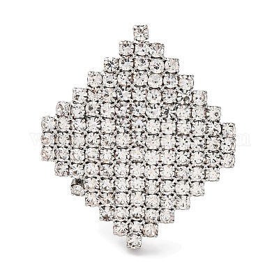 Регулируемые кольца из латуни с ромбом и кубическим цирконием для женщин RJEW-S242-13P-1