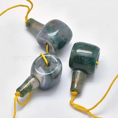Натуральный мох агат 3 дыра гуру бисер G-K208-02-A-26-1