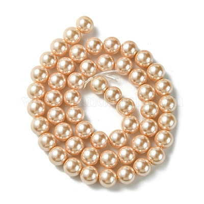 Круглые бусины из экологически чистого окрашенного стекла с жемчугом HY-A002-8mm-RB092-1