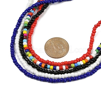 3 шт. 3 стиля ожерелья из многорядных бусин из богемского стекла для женщин NJEW-JN05354-1