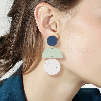 4 пара сережек-гвоздиков из полимерной глины в двух стилях с булавками из хирургической нержавеющей стали 316 EJEW-AN0004-27-1