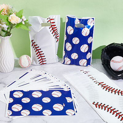 100 шт. 2 подарочных бумажных пакета с бейсбольным узором и прорезанными ручками ABAG-ME0001-03-1