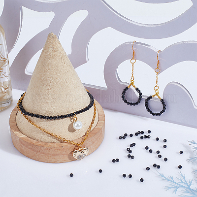 2 нити бусин из натуральной черной шпинели G-NB0004-61-1