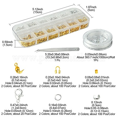 Бусины из латуни и железа с прочной эластичной ниткой для бисероплетения и железным пинцетом для бисероплетения. DIY-FS0005-74-1