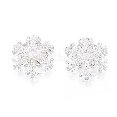 925 серебряная микро-паве прозрачная кубическая циркония бусина-шапочка STER-T008-42S-1