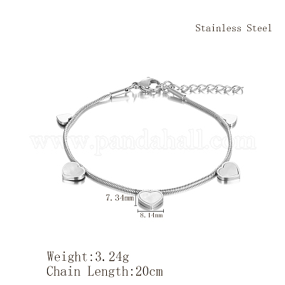 Элегантные браслеты из нержавеющей стали с подвесками в форме сердца YI5827-1-1