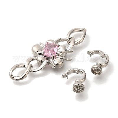 Латунные микро проложить кубического циркония раз за застежками KK-K389-009P-1