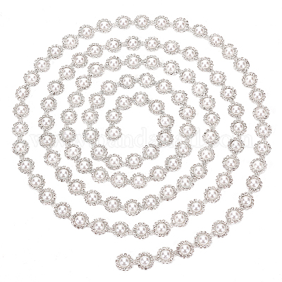 2 ярд хрустальных цепочек-чашек со стразами и пластиковыми жемчужными бусинами DIY-PH0017-40-1