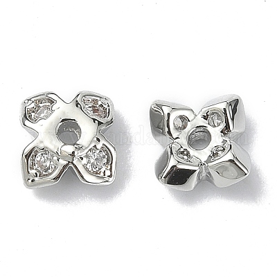 Латунные колпачки для бусин из прозрачного кубического циркония KK-B072-10P-1