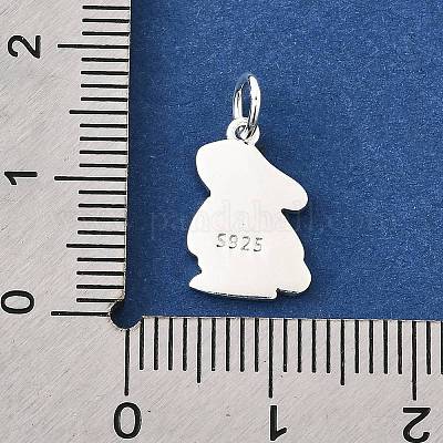925 подвеска в виде кролика из розового и белого эмалевого серебра STER-G046-03S-1
