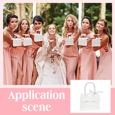 Подарочная коробка из бумаги трапециевидной формы с пластиковыми ручками под жемчуг CON-WH0092-65A-1