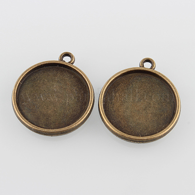 Старинные плоские круглые литые сеттинги подвеска кабошон PALLOY-N0088-42AB-NF-1