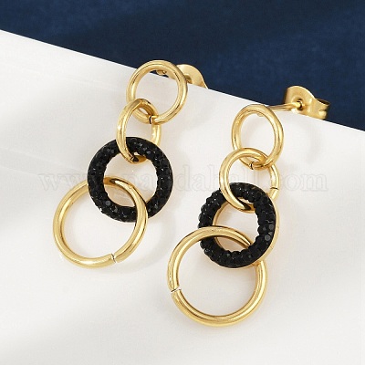 Серьги-гвоздики из полимерной глины и нержавеющей стали 304 с кольцами EJEW-V004-03G-02-1