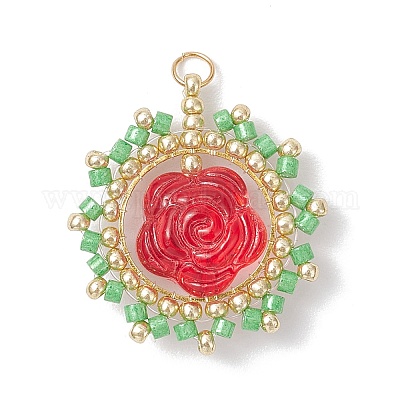 Подвески-цветы из стеклянных бусинок PALLOY-MZ00859-01-1