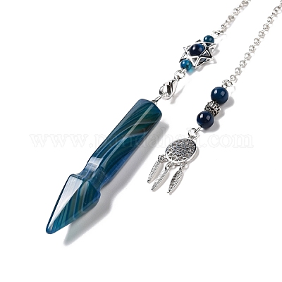 Натуральный полосатый агат заостренные биолокационные маятники G-I322-01P-07-1