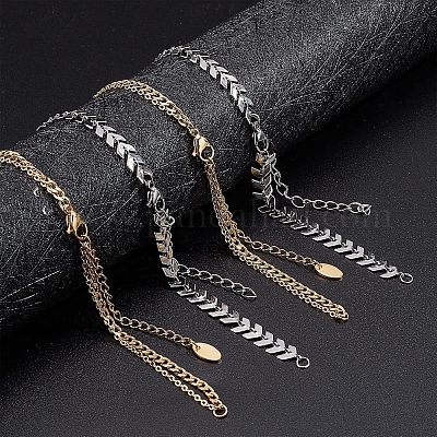 12 шт. 2 стиля 304 цепь из нержавеющей стали и латунный трос для изготовления браслета AJEW-NB0003-26-1