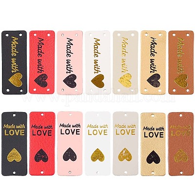 112 шт. 14-х цветные этикетки из искусственной кожи на День святого Валентина DIY-CL0002-02-1