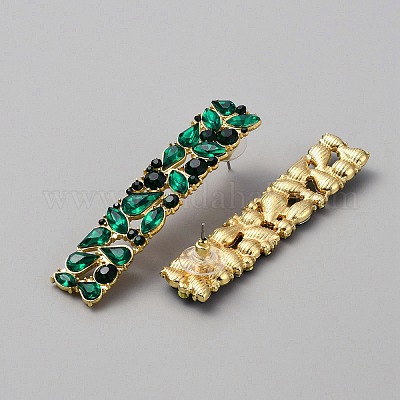 Серьги-гвоздики из сплава со стразами для женщин EJEW-WH0004-130B-1