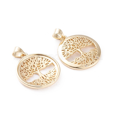 Латунные микропаве прозрачные подвески с фианитом KK-F814-15G-1