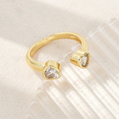 Открытые манжеты из латуни с микропаве и прозрачным цирконием для женщин&nbsp;LS-RJEW-M026-01G-02-1