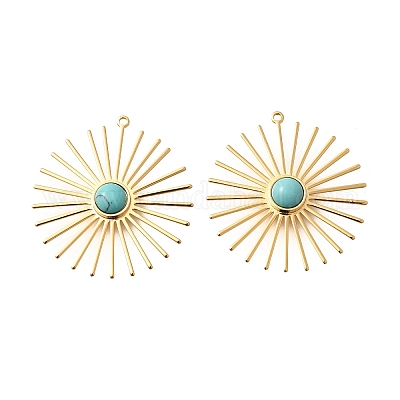 Синтетические бирюзовые подвески KK-Z092-02G-1