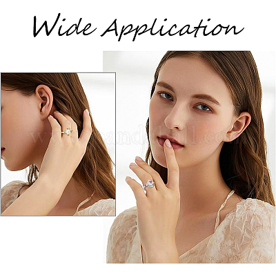 6 шт. 6 стильных регулируемых кольца для пальцев с микропаве из латуни и кубическим цирконием ZIRC-BC0001-11-1