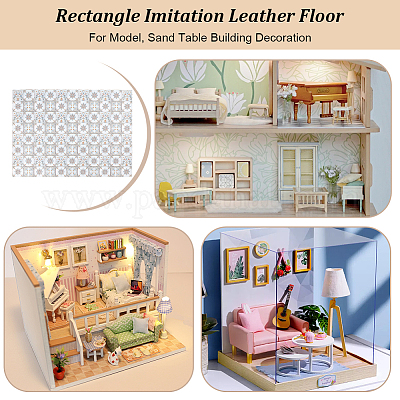 Прямоугольный пол из искусственной кожи для аксессуаров кукольного домика DIY-WH0430-755A-1