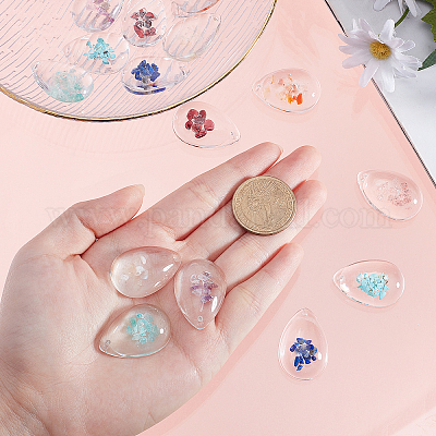 Wholesale SUNNYCLUE 1 Box 16Pcs 8 Styles Teardrop Transparent Glass Charms  with Gemstone Chip inside and Epoxy Resin Bottom Water Drop Pendants for  Women DIY Jewelry Earring Necklace Making Supplies 