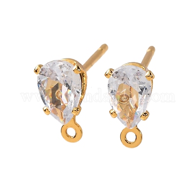 Латунные серьги-гвоздики из циркония KK-F898-14A-G-1