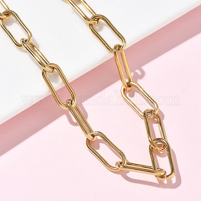 304 нержавеющая сталь цепочки-скрепки ожерелья NJEW-Z102-02G-1