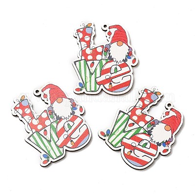 Большие подвески из дерева с односторонним принтом WOOD-D025-09-1