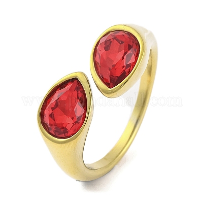 Ионное покрытие (ip) 304 нержавеющая сталь стразы каплевидный браслет открытый для женщин RJEW-N046-04I-G-1