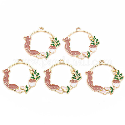 Подвески из сплава с эмалью на осеннюю тему X-ENAM-S126-111-NR-1