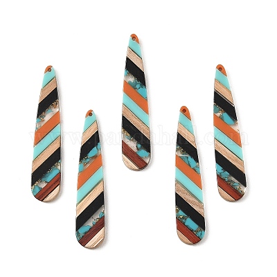 Большие подвески из прозрачной смолы и орехового дерева RESI-E050-01A-06-1