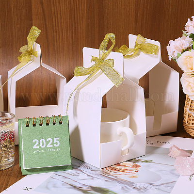 Квадратные бумажные коробки для хранения подарков с лентой CON-WH0089-115-1