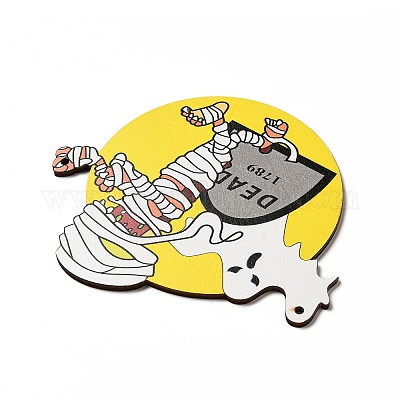 Большие подвески из дерева с односторонним принтом WOOD-I010-09C-1