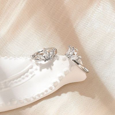 Серьги-кольца из латуни с прозрачным фианитом EJEW-Q014-27P-1