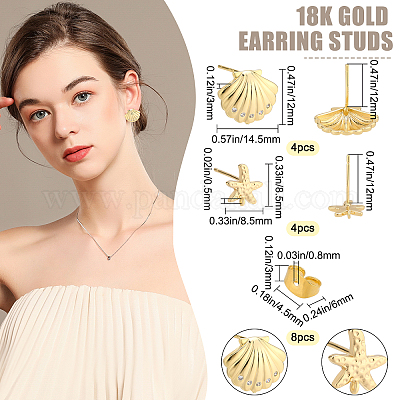 8 шт. 2 стиля фурнитуры для сережек-гвоздиков из латуни и латуни с микропаве из кубического циркония KK-BBC0001-05-1