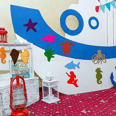 Незаконченные деревянные фигурки морских обитателей&nbsp;WOOD-CJC0010-02-1