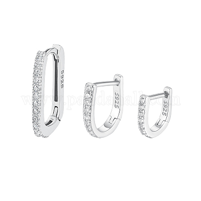 Элегантные серебряные серьги-кольца овальной формы s925 с микро-инкрустацией циркония UO7347-2-1