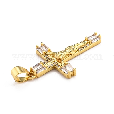 Латунные микропаве прозрачные подвески с фианитом ZIRC-J025-31G-1